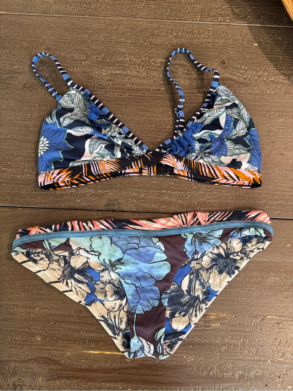 Maaji Floral Blue Multi-Color Bikini Set like new